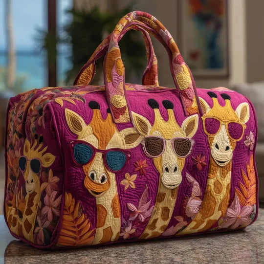 Giraffe Print Quilted Travel Bag
