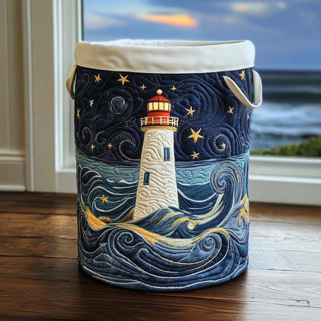 Lighthouse at Dusk Laundry Basket