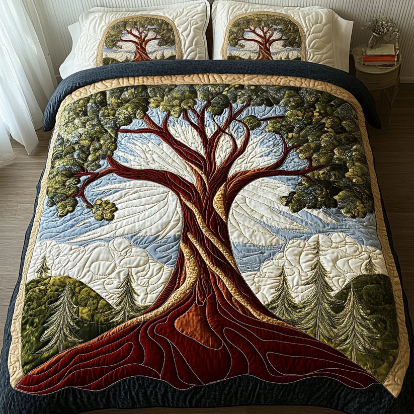Tree of Life 3-Piece Quilted Bedding Set