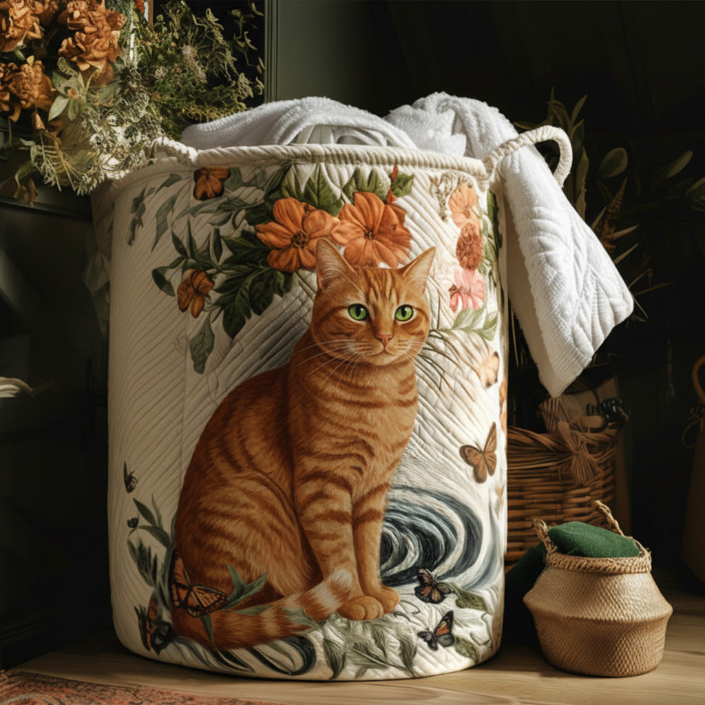 Warm Yellow Whiskers Laundry Basket