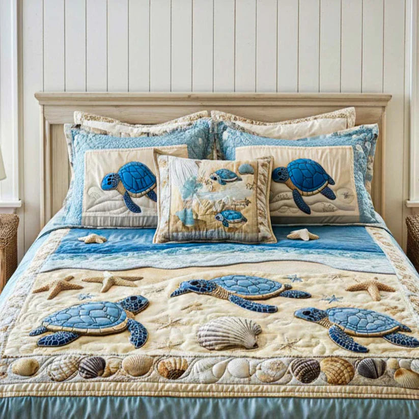 Ocean Waves 3-Piece Quilted Bedding Set