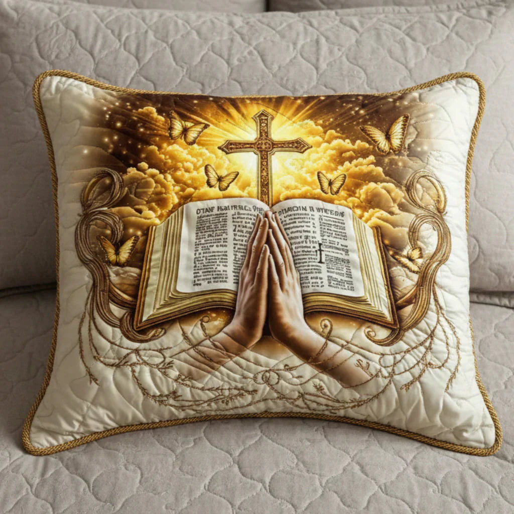 Prayer-Inspired Quilted Pillowcase with Holy Scripture