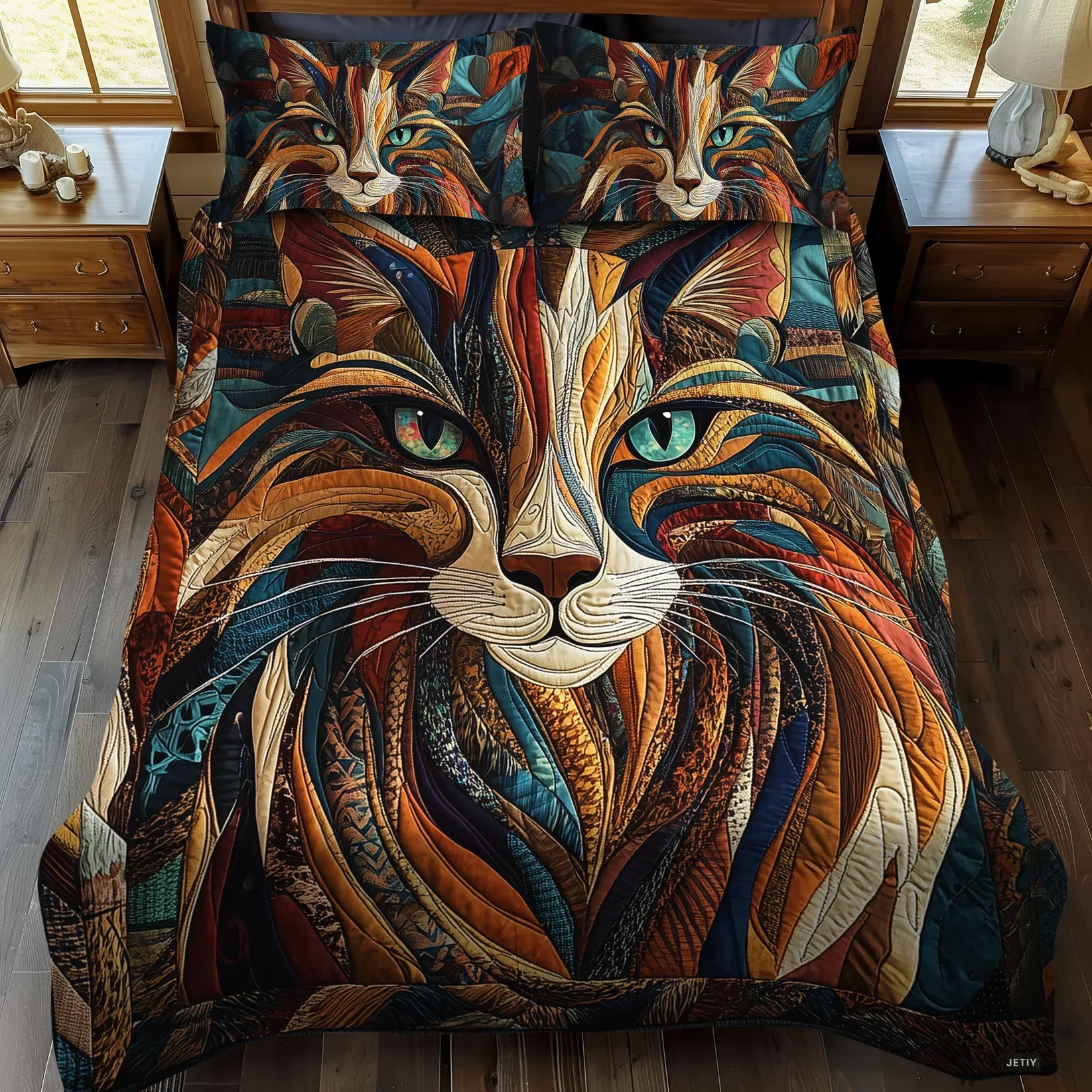 3-Piece Quilted Bedding Set - Whiskers & Spills