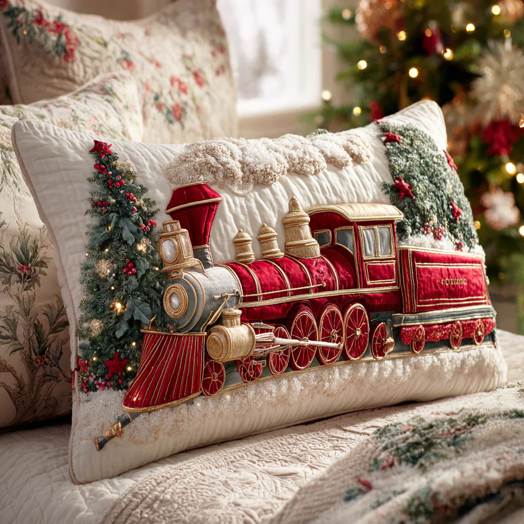 Holiday Steam Locomotive Quilted Pillowcase